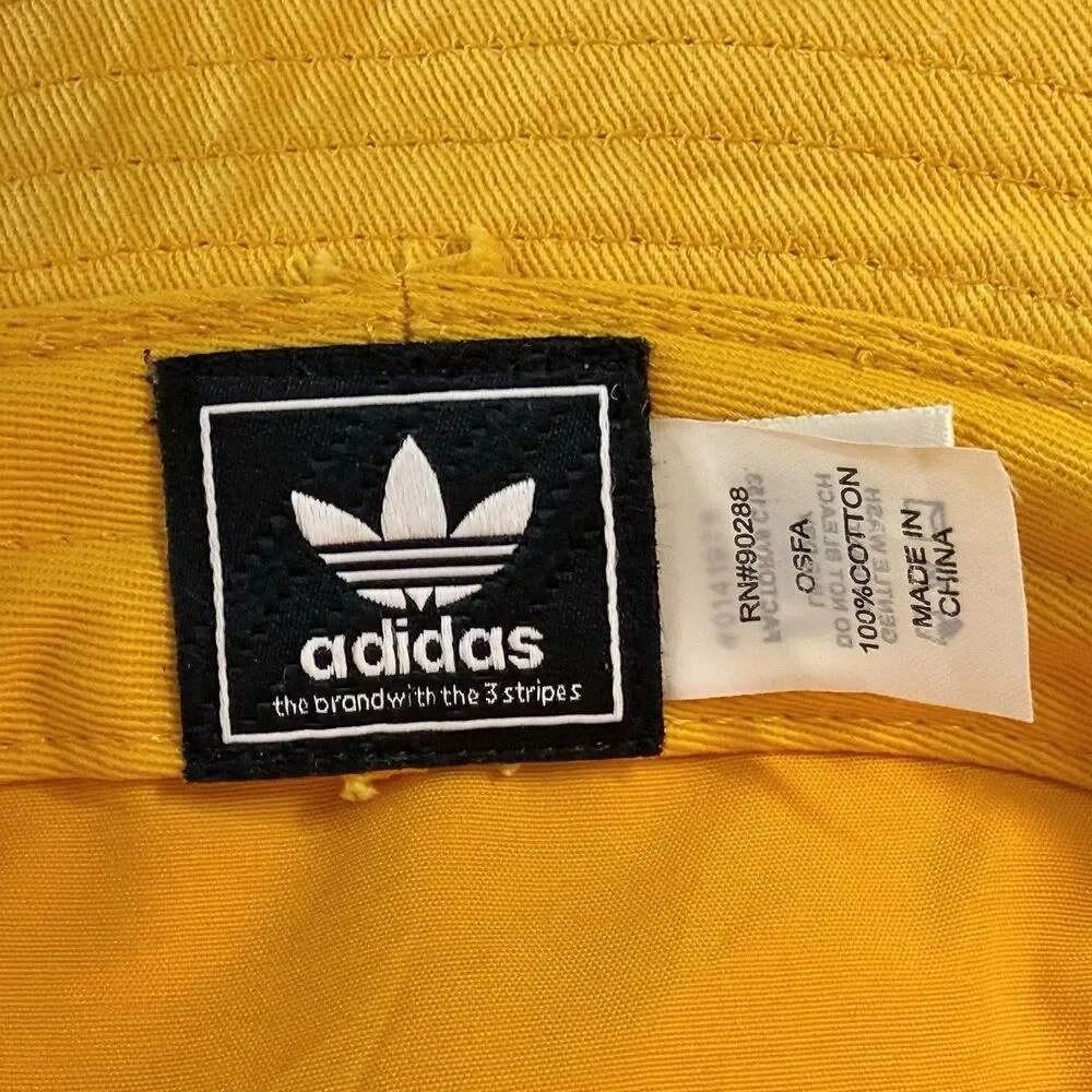 ADIDAS Bucket Hat Unisex Sz O/S Mustard Yellow Black Logo Summer Beach - READ